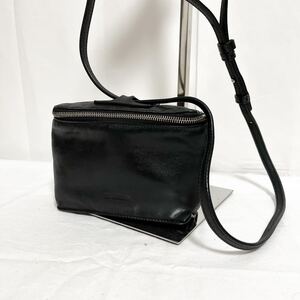 和564★① JIL SANDER ジルサンダー レザー ミニバッグ ショルダーバッグ 斜めがけ ブラック メンズ レディース