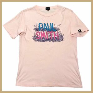 1648●Paul Smith JEANS ポールスミス ジーンズ●ビッグロゴプリント 半袖 Tシャツ ピンク L