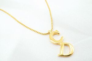 クリスチャン ディオール ヴィンテージ ネックレス ペンダント CDロゴ アクセサリー 金 ゴールド Christian Dior 8627j