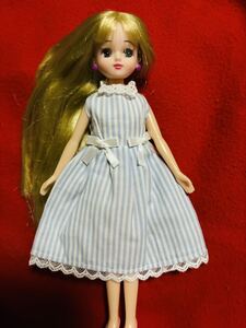 リカちゃん服 ブルーストライプワンピースのハンドメイド