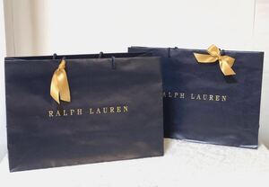 ラルフローレン 「LARPH LAUREN」ショッパー 2枚組 (1872) 正規品 ショップ袋 紙袋 ブランド袋 バッグ用 ネイビー 折らずに配送 わけあり