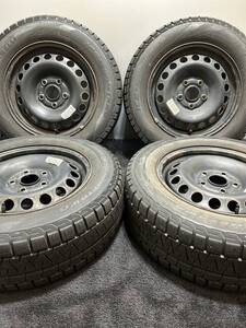 195/65R15 PIRELLI/ICE ASIMMETRICO 17年製 VW フォルクスワーゲン ゴルフ 純正スチール 15インチ 6J ＋47 112 5H スタッドレス バリ山 4本