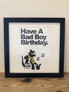 『バンクシー Have a Bad Boy Birthday 額装品』 フレーム付 送料198円 壁掛け Banksy ネズミ ラット