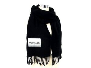 1円 ■美品■ MONCLER モンクレール ウール100% フリンジ マフラー ストール ショール レディース ブラック系 FC4497