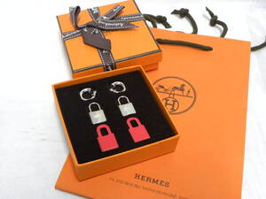 エルメス HERMES☆オーケリー O’KELLY ピアス☆赤 ルージュドゥクールXシルバー金具☆新品・本物