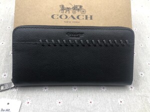 コーチ COACH 財布 長財布 メンズ レディース 新品未使用 小銭入れあり ロゴ レザー ラウンドファスナー ブラック ブランド A329