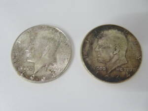 LIBERTY HALF DOLLAR リバティ ハーフダラー 1964年 2枚セット 銀貨 硬貨 古銭 アメリカ ケネディ 50セント 現状品 激安1円スタート 