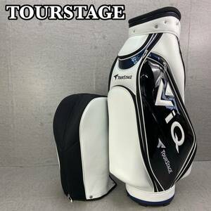 TOURSTAGE　ツアーステージ　ゴルフ　キャディバッグ　カート式　9型　23cm　5分割　3.8kg　PUレザー　エナメル