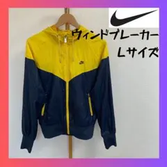 ナイキ ウィンドブレーカー L ネイビー nike ナイロンジャケット ロゴ刺繍