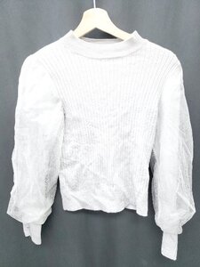 ◇ ⊇ MISCH MASCH ミッシュマッシュ 袖チュール　リブ　ニット 長袖 トップス　カットソー サイズF ブルー系 レディース P