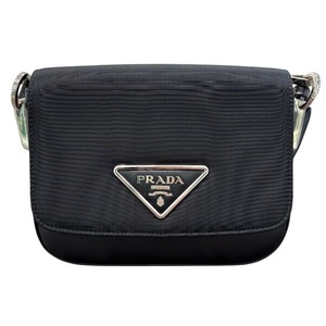 プラダ PRADA ショルダーバッグ 1BD263 ブラック×シルバー金具 ナイロン×レザー ショルダーバッグ レディース 中古