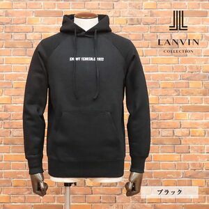 LANVIN COLLECTION/50サイズ/日本製パーカー スウェット レタード プリント ラグラン ストリート サーフ 新品/黒/ブラック/ib174/