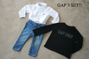 GAP 男の子 おしゃれな3点セット【18-24months】【2years】オシャレ 保育園 幼稚園 お出かけ シャツ パンツ ズボン ロンT 長袖 アメカジ