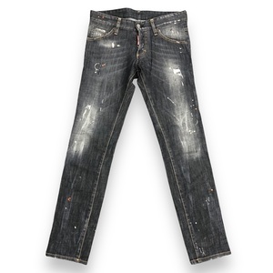 【ITUC8ZY5Q7NS】DSQUARED2 DENIM ディースクエアード ダメージ加工 スキニーデニム サイズ44 黒