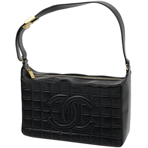 シャネル CHANEL チョコバー ショルダーバッグ ココマーク ハンドバッグ ショルダーバッグ レザー ブラック レディース 【中古】