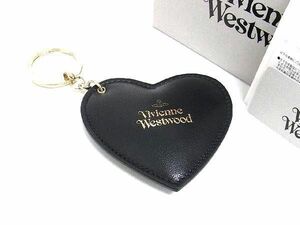 1円 ■極美品■ Vivienne Westwood ヴィヴィアンウエストウッド レザー ハート キーリング キーホルダー レディース ブラック系 AY3204