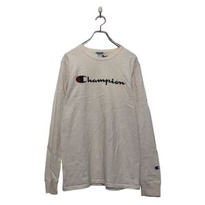 Champion 長袖 ロゴ Tシャツ チャンピオン M ホワイト プリント ロンT ロングTシャツ 古着卸 アメリカ仕入 a604-6311