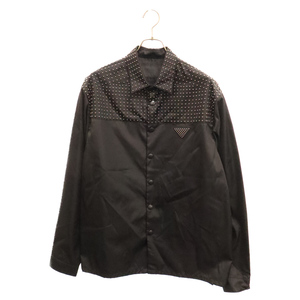 PRADA プラダ 22SS Re-Nylon Studs Shirt SC591 リナイロン スタッズ 長袖シャツ ブラック