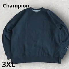 Champion ネイビー 刺繍 クルーネック スウェット トレーナー　3XL