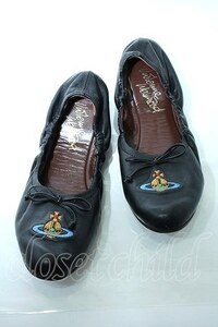 【USED】Vivienne Westwood / カラーオーブ刺繍バレーシューズ ヴィヴィアンウエストウッド ビビアン 黒 【中古】 S-24-03-31-023-sh-AS-ZS