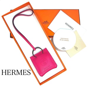 【未使用】 HERMES エルメス チャーム サックオランジュ アニョーミロ レザー ピンク ローズメキシコ 079065CA Y刻 バッグチャーム