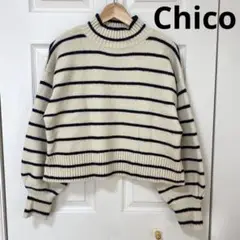 チコ CHICO ニット ショート丈 ハイネック ボーダー 冬