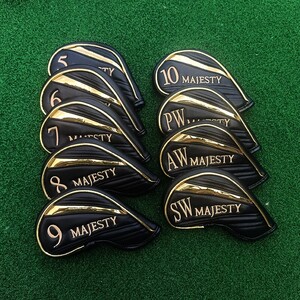 アイアンカバー マグネット開閉 9個セット MAJESTY GOLF アイアン用ヘッドカバー 新品送料無料