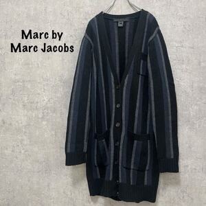 Marc by Marc Jacobs マークバイマークジェイコブス　ロングカーディガン　ウール　ニットカーディガン　メンズライク　黒ネイビー　644FH