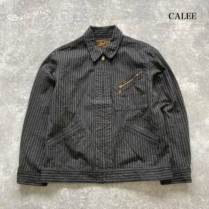 【Calee / キャリー】ストライプ ジップブルゾン ワークジャケット ドリズラージャケット WALDESジッパー スポーツジャケット 91Bタイプ XL