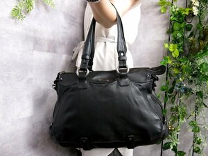 ●超美品●CELINE セリーヌ●カーフ レザー 本革●ハンド トート バッグ●黒●シルバー金具●肩掛け●A4 収納●書類 かばん●Js46843