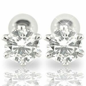 ピアス 18金 ダイヤモンド 一粒 鑑定書付 VS 大粒 1.00ct ソリティア ホワイトゴールドk18 18k スタッド ダイヤ 宝石