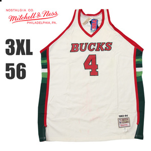 【訳あり】【新品】ミッチェル＆ネス バスケジャージ 3XL メンズ 白 MITCHELL&NESS バスケット ユニフォーム ミルウォーキー バックス