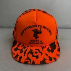 【USA古着】WYOMING ビンテージ　迷彩 メッシュキャップ カモフラ 橙