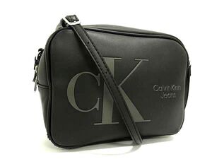 1円 Calvin Klein カルバンクライン レザー クロスボディ ショルダーバッグ 斜め掛けかばん レディース メンズ ブラック系 FJ3336