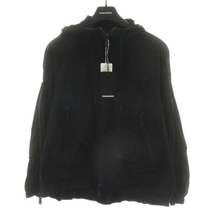 未使用品 ディースクエアード DSQUARED2 タグ付き Hid Logo Zip Bomber パーカー ジップアップ ロゴ 46 S 黒 ブラック S74AM1224 /AN28 ■G