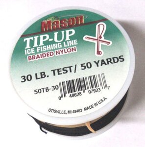 Mason tip-up氷釣りライン、編組ナイロン、ブラック、30 #テスト, 50 yd # 50tb-30