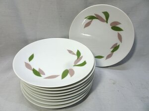 Noritake/ノリタケ◆プレート 9枚 皿 若葉 葉 丸皿 食器 和食 陶器 ワカバ 平皿