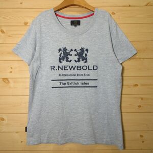 ◎R.NEWBOLD アールニューボールド◆半袖 Tシャツ Tee デカプリント シンプル カジュアル 紳士◆メンズ 青 Mサイズ◆AA0219