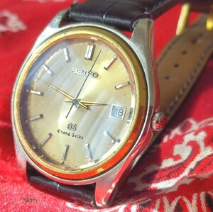 17.SEIKO セイコー 8N65-8000 GS グランドセイコー ゴールド文字盤 クオーツ メンズ腕時計 稼働品です。