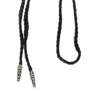 クロムハーツ Chrome Hearts LEATHER BRAID/スクロールレザーブレード シルバーネックレス 中古 SJ02