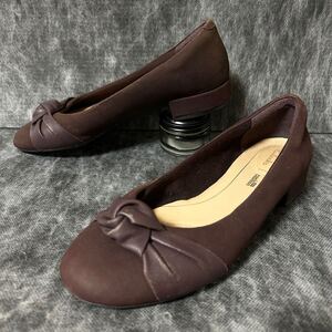 Clarks クラークス クッションプラス パンプス リボン　ヌバック　UK51/2D 24.5cm ダークブラウン　＊DG