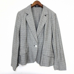 #snc アクアスキュータム Aquascutum ジャケット グレー 薄手 チェック柄 麻混 レディース [905567]