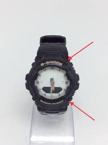 O6■【QZ/不動品】腕時計 CASIO G-SHOCK カシオ Gショック G-100 マツダ mazda コラボ デジアナ ホワイト文字盤 2針 クォーツ 現状品