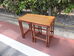 Vintage maruni「Nest Table」オールドマルニ ネストテーブル 孔雀マーク チーク材 化粧板 ジャパンビンテージ ミッドセンチュリー モダン