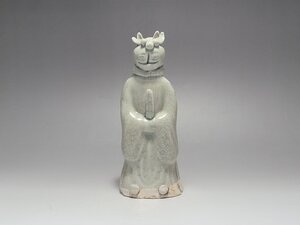 白磁 十二支 動物像3 寅 虎 高さ約15.5cm / 宋元時代 禮器 礼器 仏具 置物 擺件 唐物 人間国宝 李朝 高麗 古玩 古董