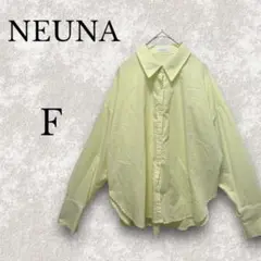 ヌナ　ブラウス　長袖シャツ　薄手　透け感　シアー　飾りボタン　デザイン　個性的