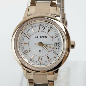 2405-683 シチズン 電波ソーラー 腕時計 美品 CITIZEN H240-T022740 クロスシー ハッピーフライト 日付 エコドライブ 純正ブレス