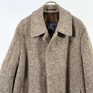 希少《 Saddle Shoulder / CHIPP 別注 / 一枚袖 同様 》80s90s 極上品【 BURBERRYS IRISH TWEED 茶 サドルショルダー コート 50 英国製 】