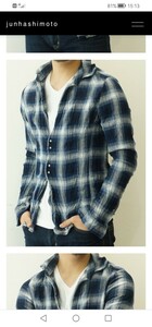 福山雅治さん着用同型　ジュンハシモト　フックシャツ　ネルシャツ　チェックシャツ　長袖シャツ　サイズ2　美品！　　