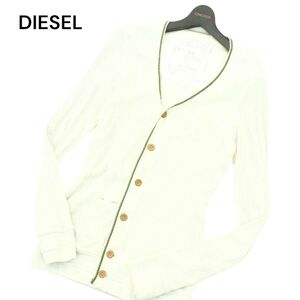 DIESEL ディーゼル 通年 刺繍★ ワッフル Vネック カーディガン Sz.M　メンズ グレー　A4T01019_2#O